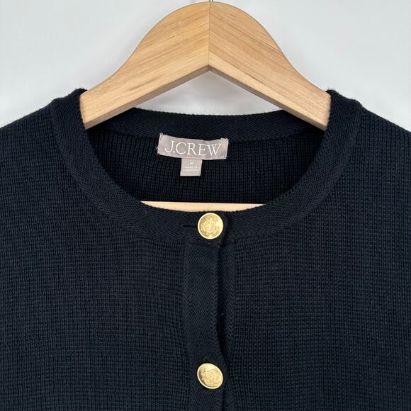 J. Crew Emilie Sweater Lady Jacket Gold Button Pocket Cropped Cardigan Black - Picture 6 of 11